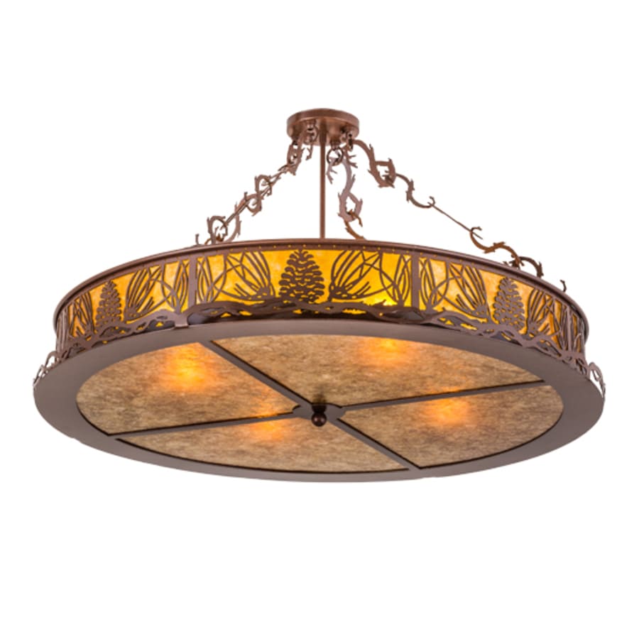 Meyda Tiffany Mountain Pine 4 Light 36" Wide Semi-Flush Drum Ceiling Fixture - Rust Finish