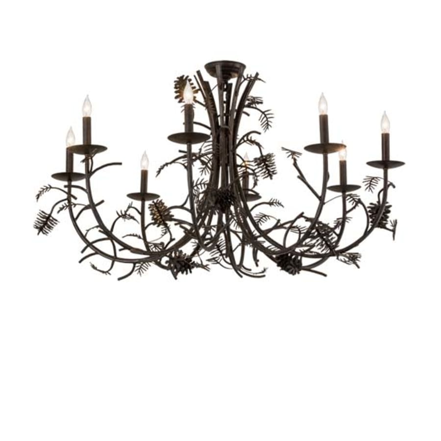 Meyda Tiffany Pinecone 8 Light 42" Wide Semi-flush Ceiling Fixture