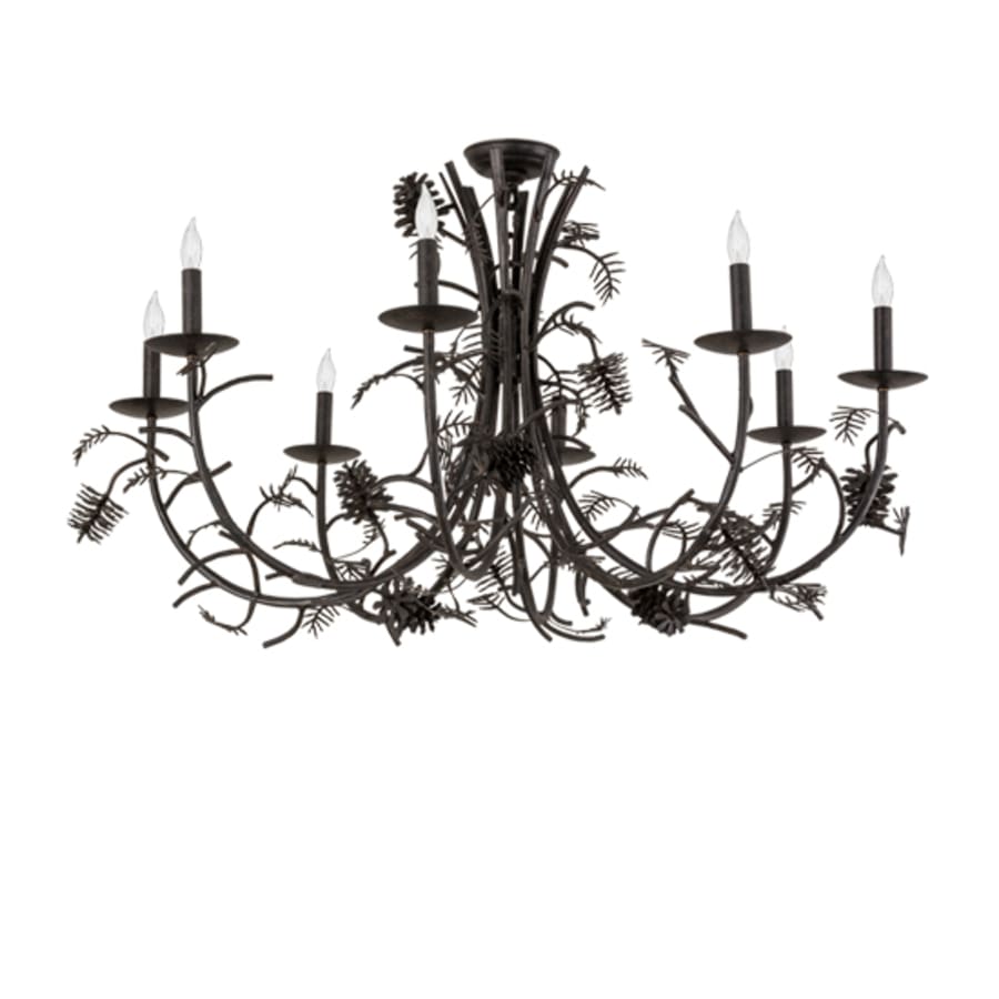 Meyda Tiffany Pinecone 8 Light 42" Wide Semi-flush Ceiling Fixture