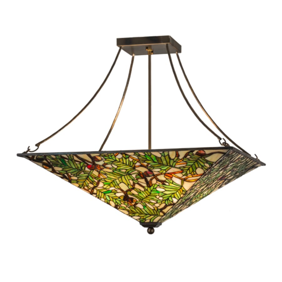 Meyda Tiffany Acorn and Oak Leaf 4 Light 38" Wide Semi-Flush Ceiling Fixture