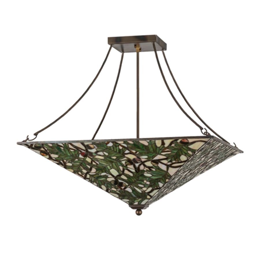 Meyda Tiffany Acorn and Oak Leaf 4 Light 38" Wide Semi-Flush Ceiling Fixture