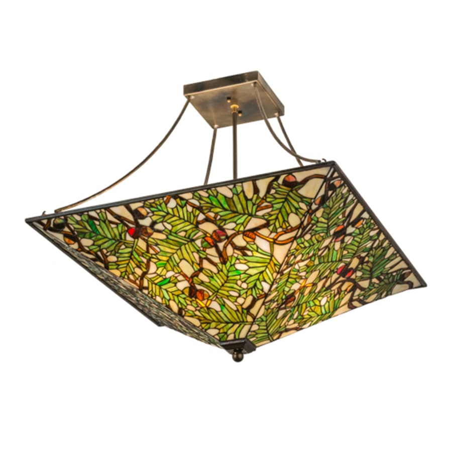 Meyda Tiffany Acorn and Oak Leaf 4 Light 38" Wide Semi-Flush Ceiling Fixture