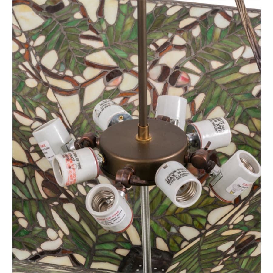 Meyda Tiffany Acorn and Oak Leaf 4 Light 38" Wide Semi-Flush Ceiling Fixture