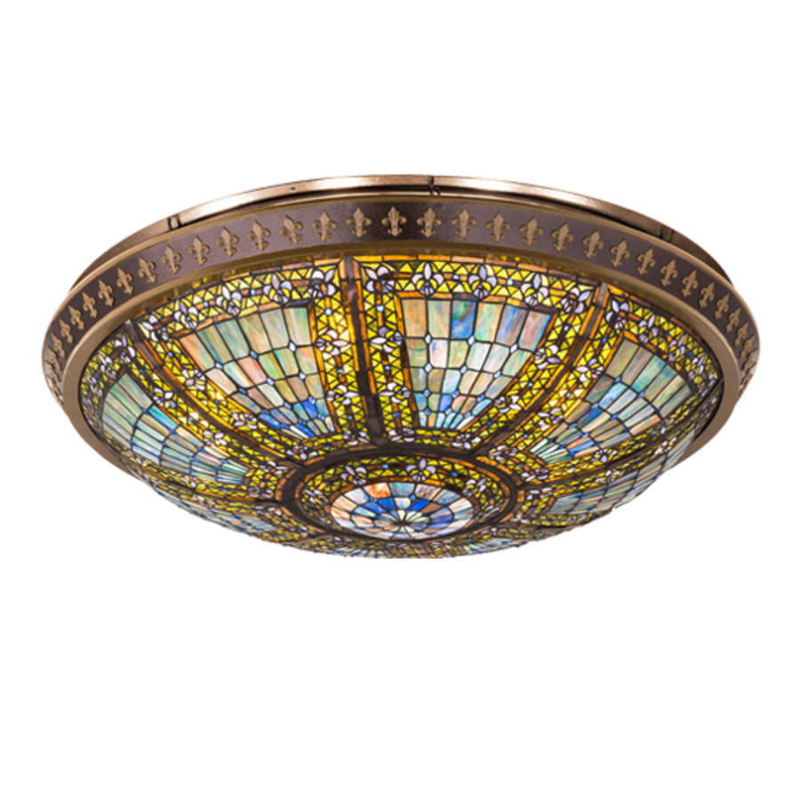 Meyda Tiffany Fleur-de-lis 8 Light 47" Wide Semi-Flush Bowl Ceiling Fixture