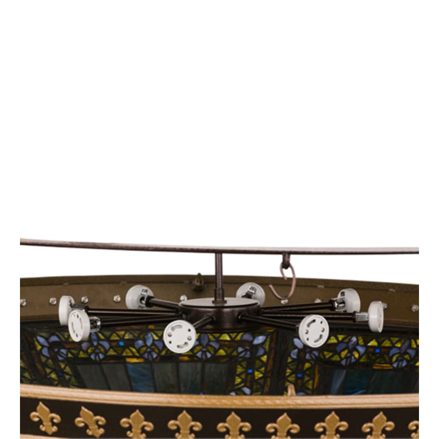 Meyda Tiffany Fleur-de-lis 8 Light 47" Wide Semi-Flush Bowl Ceiling Fixture