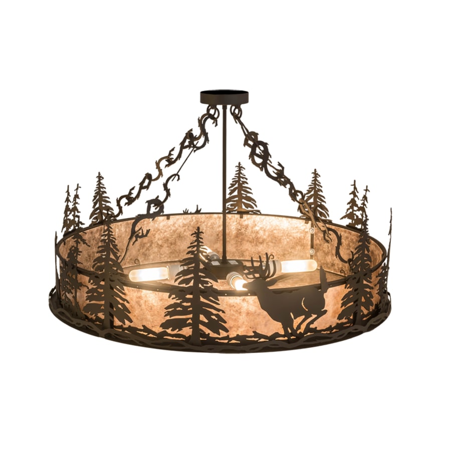Meyda Tiffany Wildlife at Dusk 4 Light 36" Wide Semi-Flush Drum Ceiling Fixture