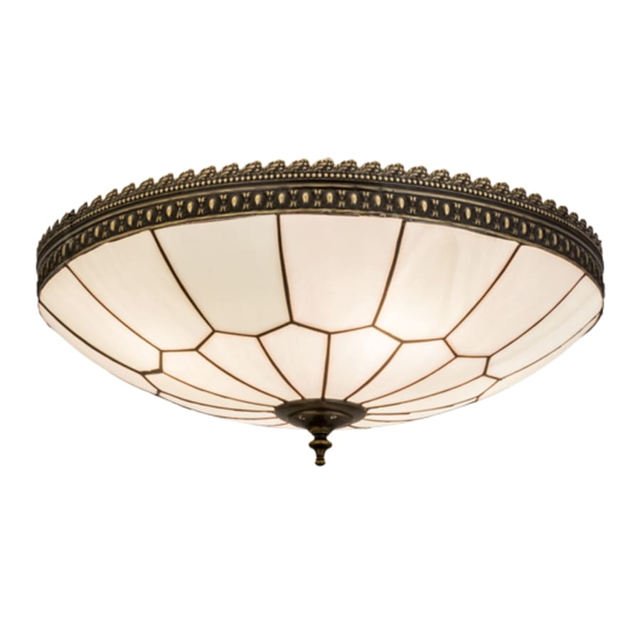 Meyda Tiffany Vincent Honeycomb 4 Light 20" Wide Semi-Flush Bowl Ceiling Fixture with White Opal Glass Shade - Craftsman Brown Finish