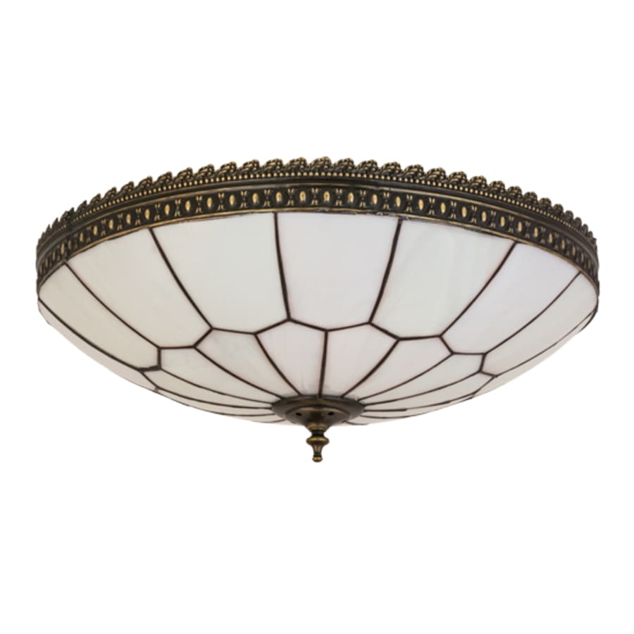 Meyda Tiffany Vincent Honeycomb 4 Light 20" Wide Semi-Flush Bowl Ceiling Fixture with White Opal Glass Shade - Craftsman Brown Finish