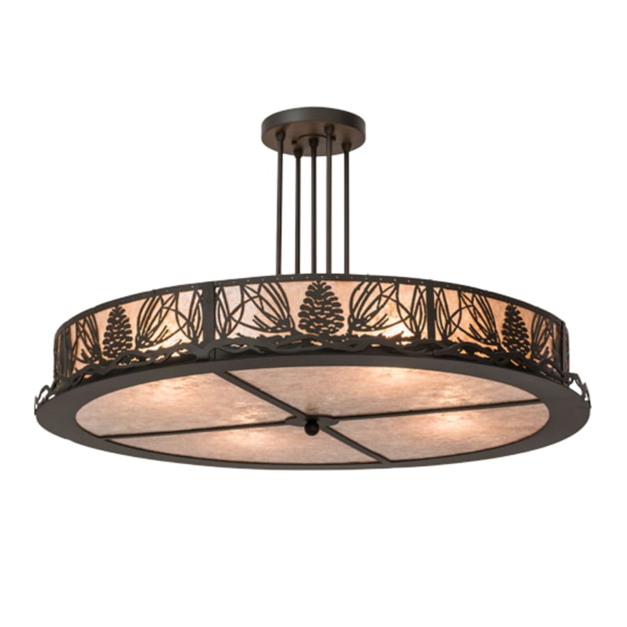 Meyda Tiffany Mountain Pine 4 Light 36" Wide Semi-Flush Drum Ceiling Fixture - Oil Rubbed Bronze Finish