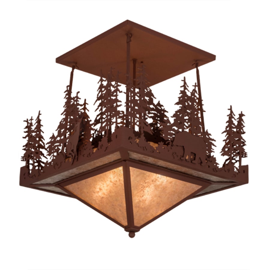 Meyda Tiffany Wildlife at Pine Lake 4 Light 33" Wide Semi-Flush Ceiling Fixture