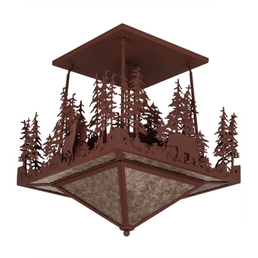 Meyda Tiffany Wildlife at Pine Lake 4 Light 33" Wide Semi-Flush Ceiling Fixture