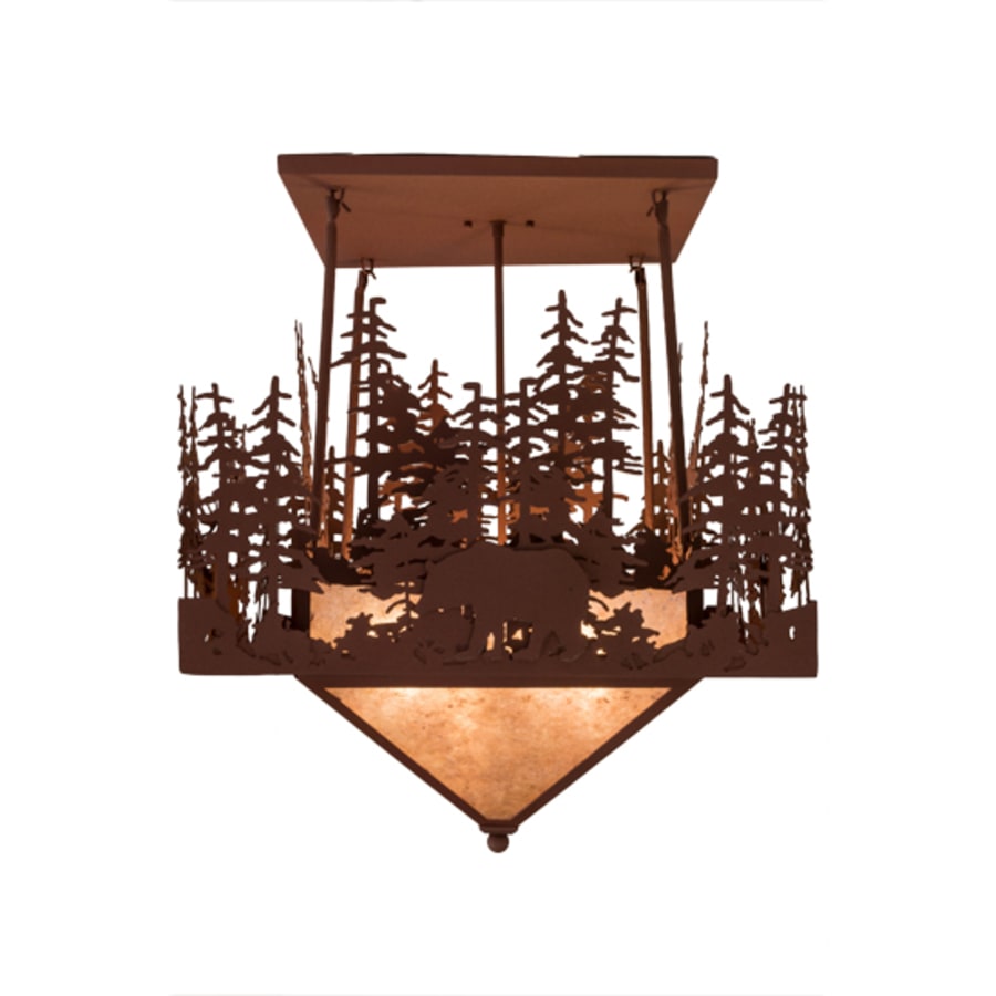 Meyda Tiffany Wildlife at Pine Lake 4 Light 33" Wide Semi-Flush Ceiling Fixture