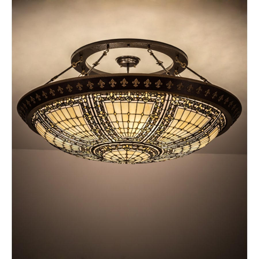 Meyda Tiffany Fleur-de-lis 8 Light 45" Wide Semi-Flush Bowl Ceiling Fixture - Copper Vein Finish