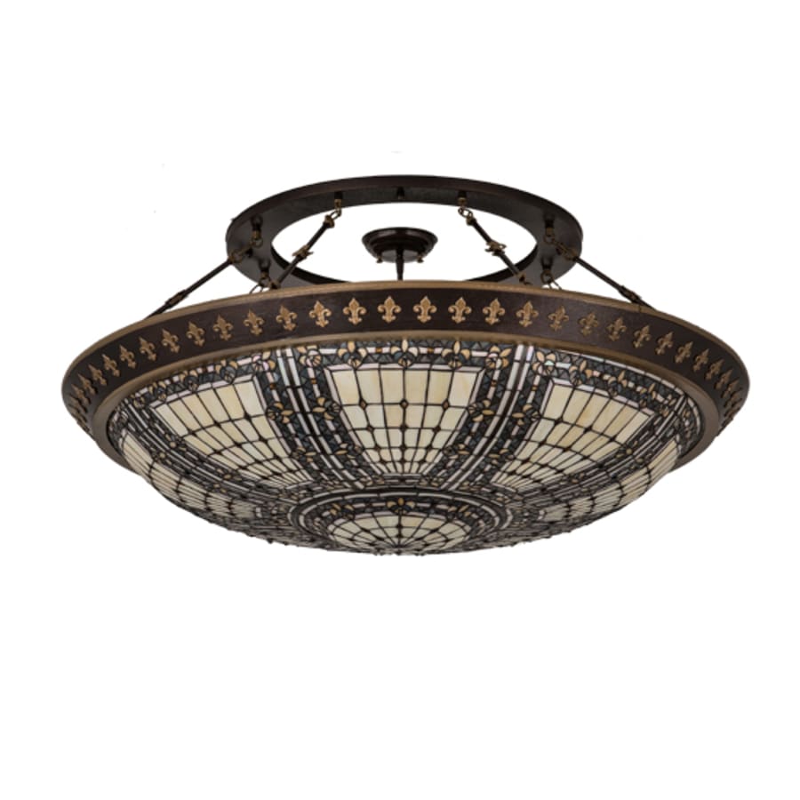Meyda Tiffany Fleur-de-lis 8 Light 45" Wide Semi-Flush Bowl Ceiling Fixture - Copper Vein Finish