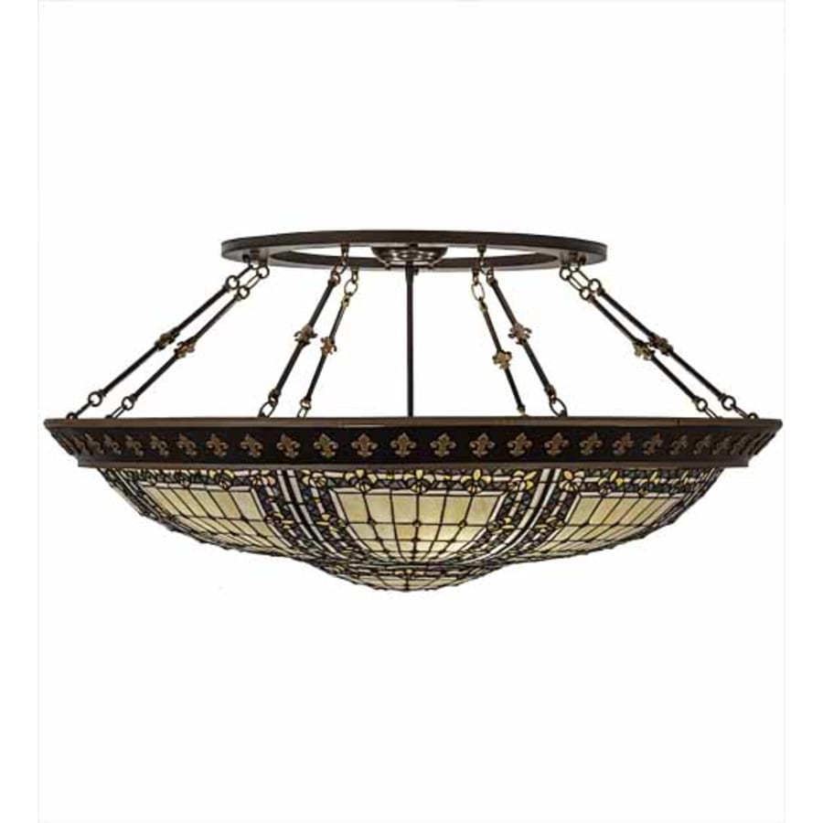 Meyda Tiffany Fleur-de-lis 8 Light 45" Wide Semi-Flush Bowl Ceiling Fixture - Copper Vein Finish