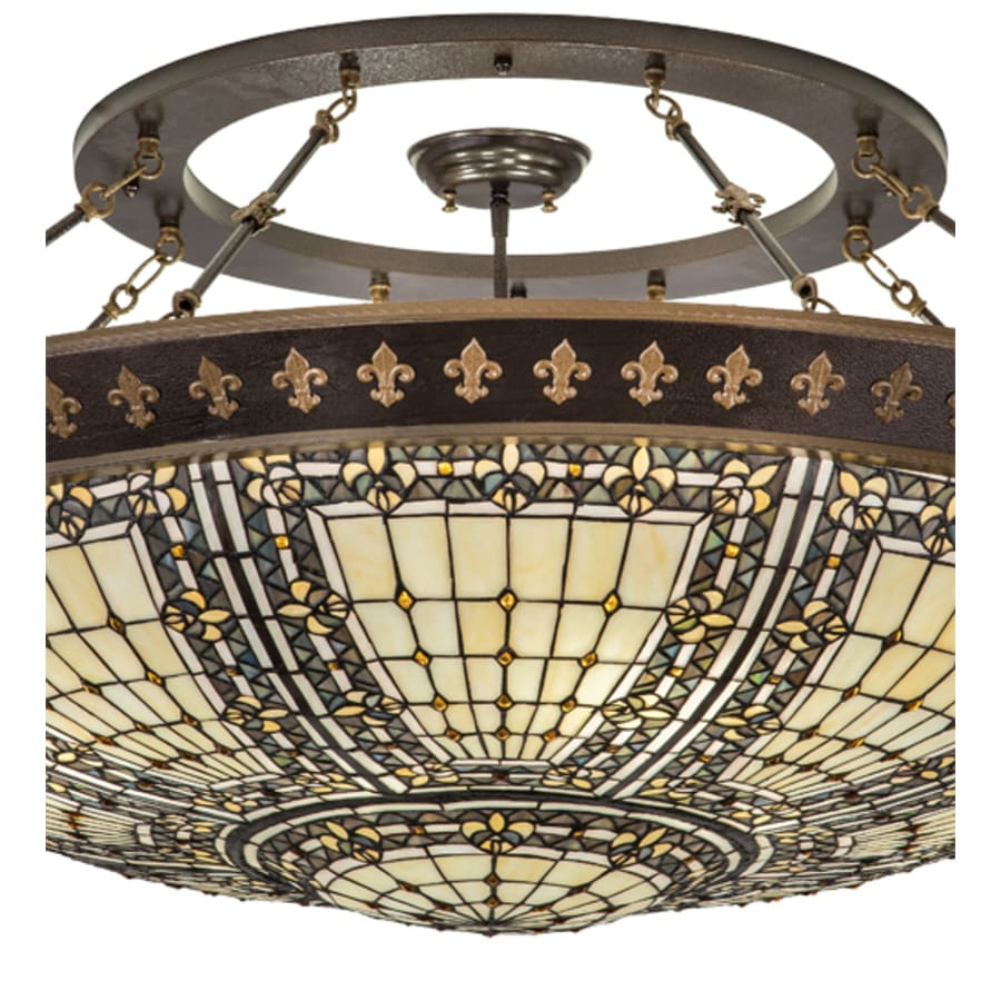 Meyda Tiffany Fleur-de-lis 8 Light 45" Wide Semi-Flush Bowl Ceiling Fixture - Copper Vein Finish