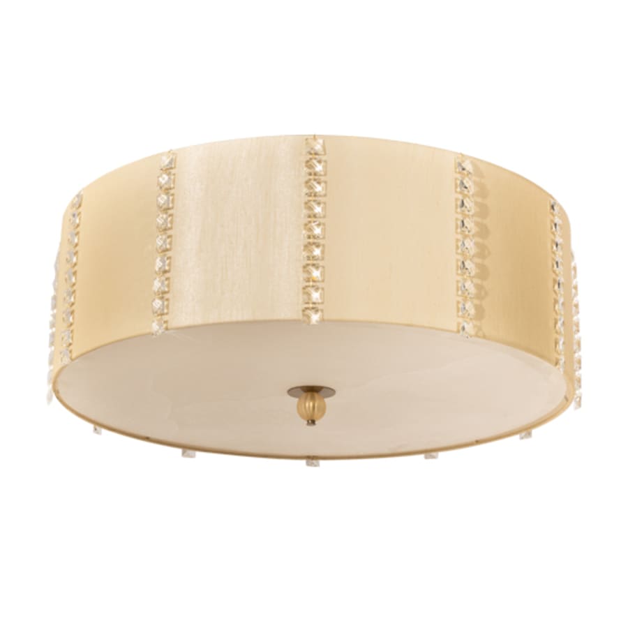 Meyda Tiffany Cilindro Lujoso 8 Light 32" Wide Semi-Flush Drum Ceiling Fixture with Natural Wafer Silk Shade - Brass Finish