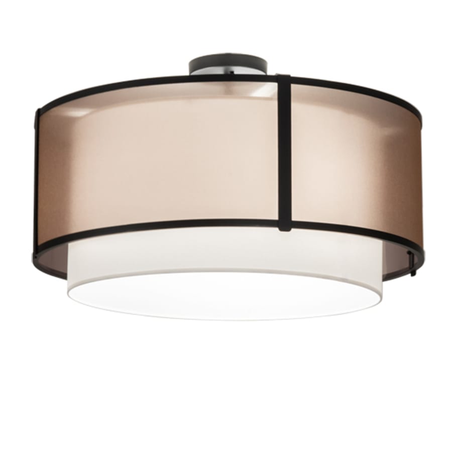 Meyda Tiffany Cilindro 3 Light 30" Wide Semi-Flush Drum Ceiling Fixture - Flat Black Finish - GU24 Bulb Base