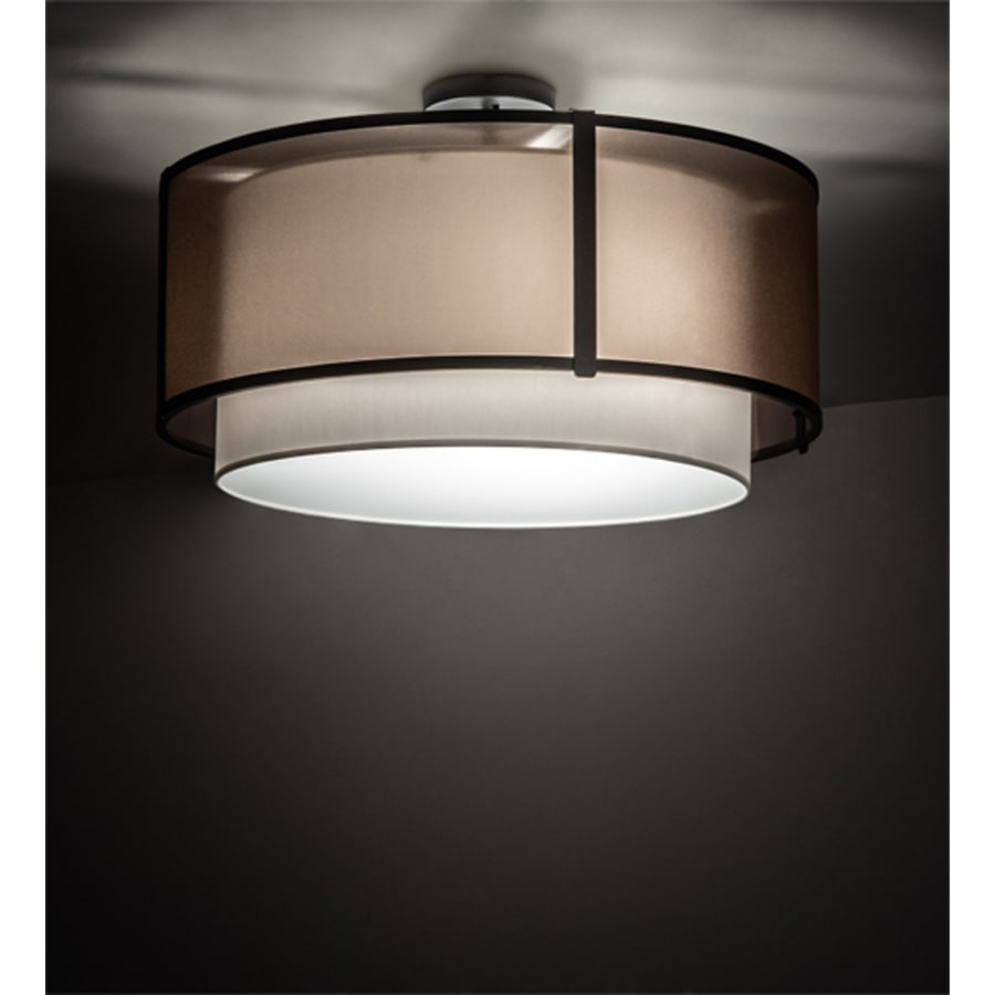 Meyda Tiffany Cilindro 3 Light 30" Wide Semi-Flush Drum Ceiling Fixture - Flat Black Finish - GU24 Bulb Base