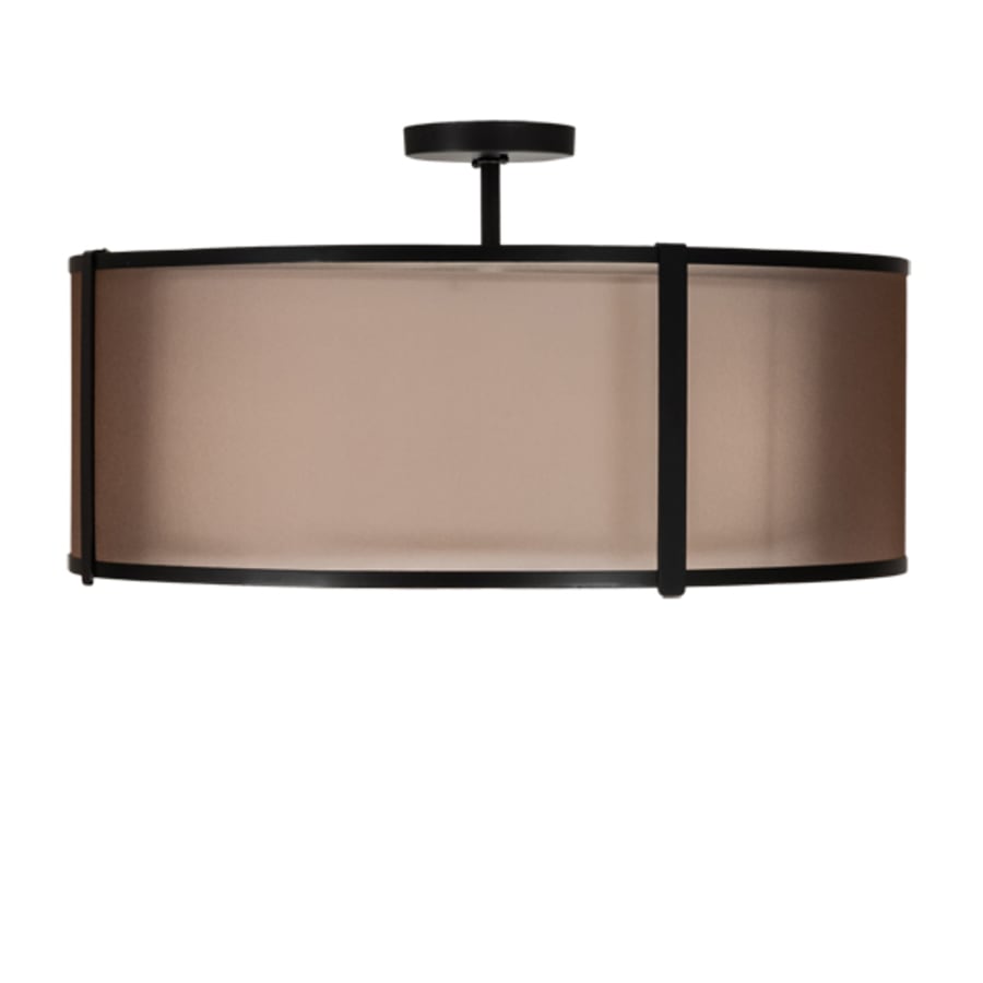 Meyda Tiffany Cilindro 3 Light 30" Wide Semi-Flush Drum Ceiling Fixture - Flat Black Finish - GU24 Bulb Base