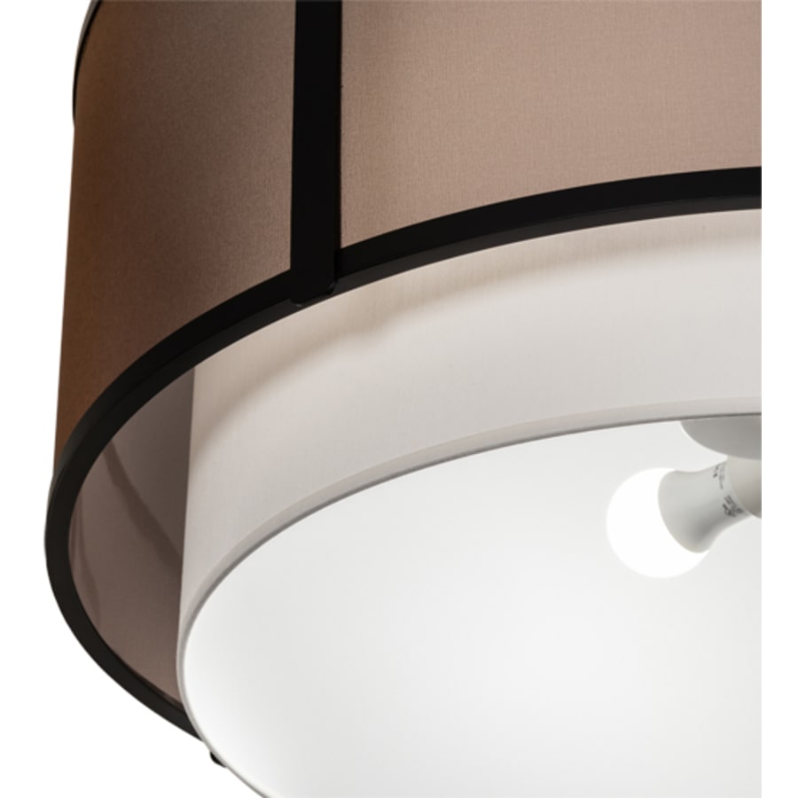 Meyda Tiffany Cilindro 3 Light 30" Wide Semi-Flush Drum Ceiling Fixture - Flat Black Finish - GU24 Bulb Base