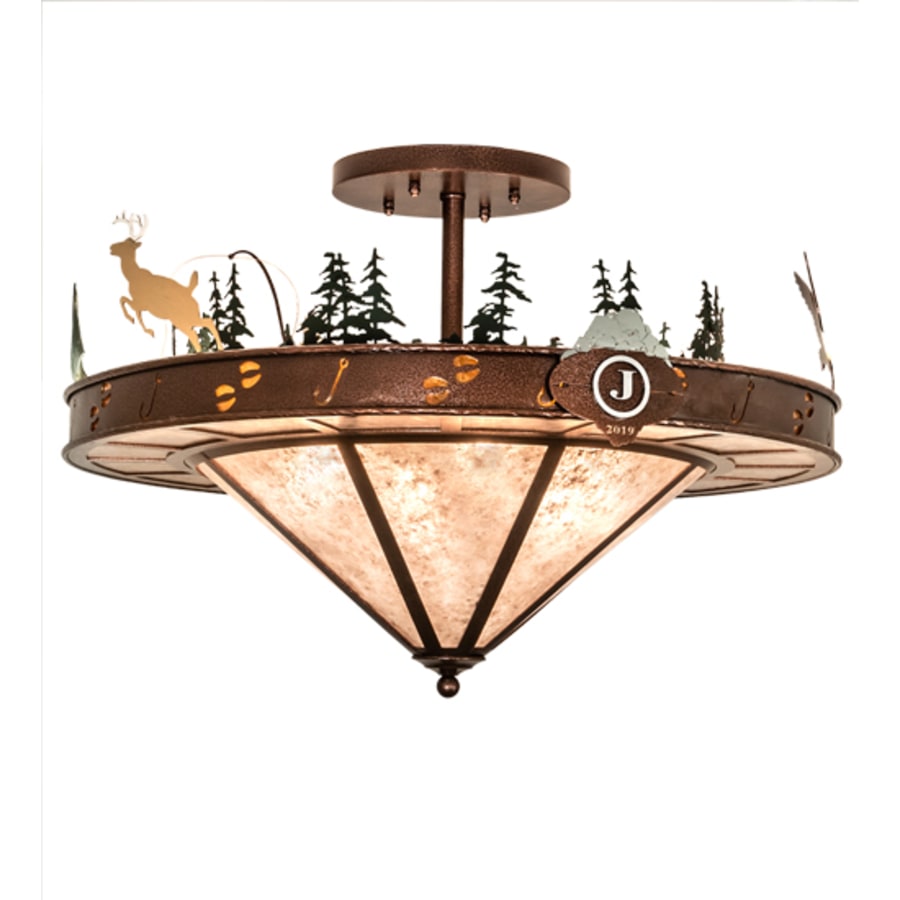 Meyda Tiffany Wildlife 6 Light 32" Wide Semi-Flush Ceiling Fixture