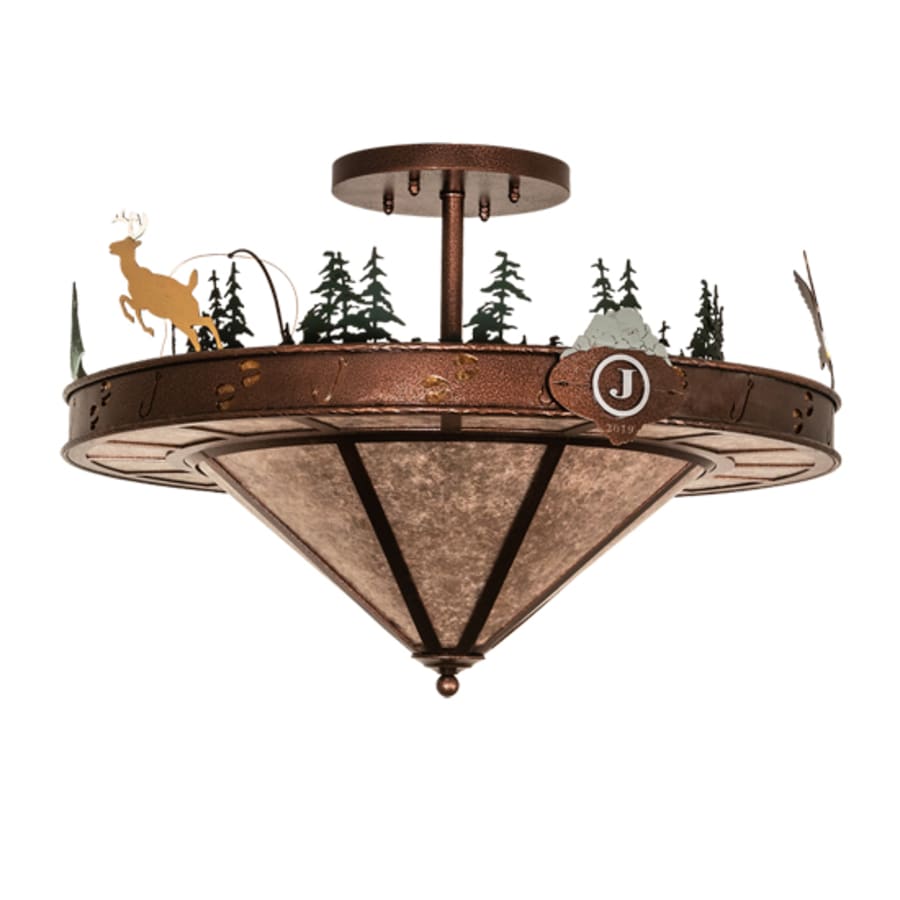 Meyda Tiffany Wildlife 6 Light 32" Wide Semi-Flush Ceiling Fixture