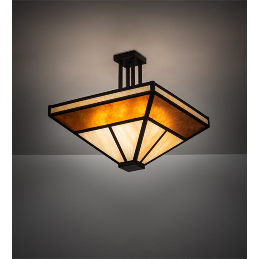 Meyda Tiffany T Mission 8 Light 34" Wide Semi-Flush Ceiling Fixture - Flat Black Finish