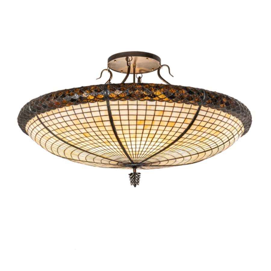 Meyda Tiffany Pinecone 6 Light 42" Wide Semi-Flush Bowl Ceiling Fixture