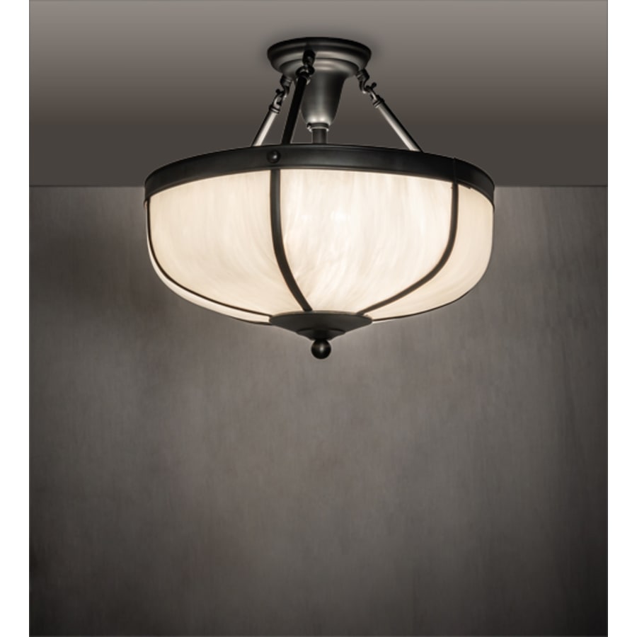 Meyda Tiffany Arts and Crafts 3 Light 18" Wide Semi-Flush Bowl Ceiling Fixture - Craftsman Brown Finish