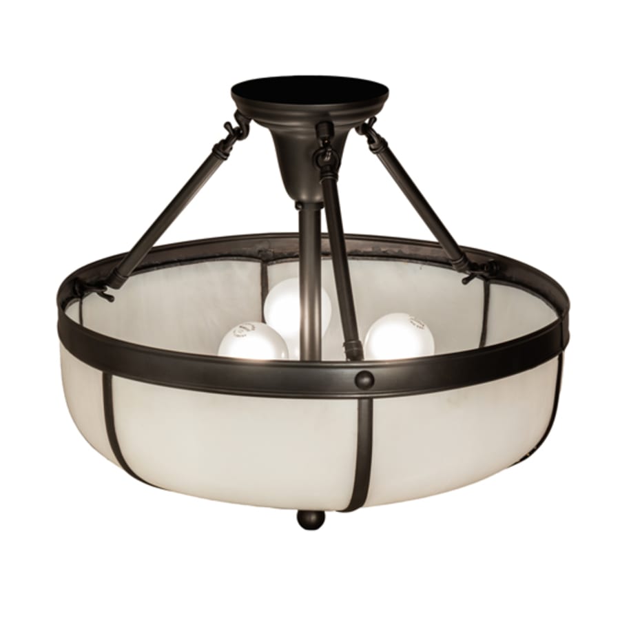 Meyda Tiffany Arts and Crafts 3 Light 18" Wide Semi-Flush Bowl Ceiling Fixture - Craftsman Brown Finish