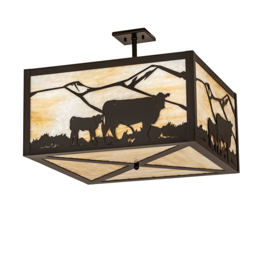 Meyda Tiffany Calf and Cow 4 Light 34" Wide Semi-Flush Square Ceiling Fixture