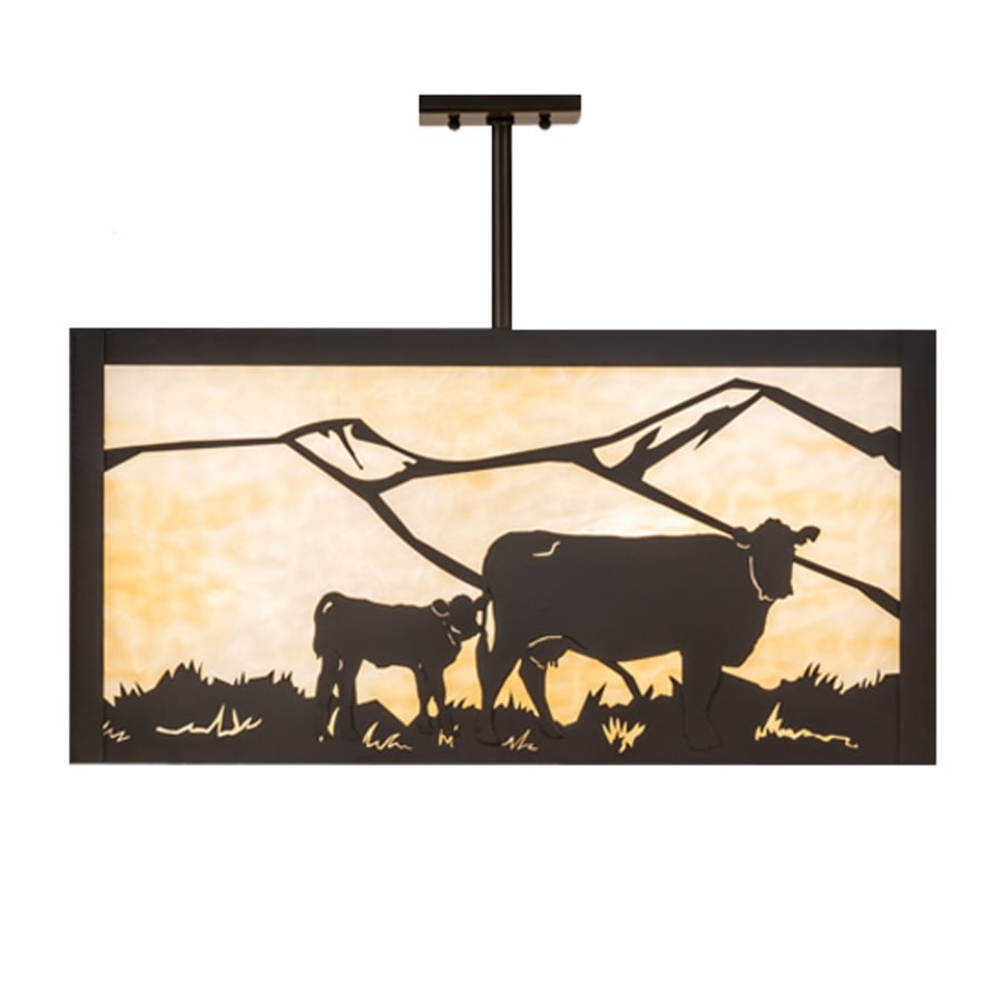 Meyda Tiffany Calf and Cow 4 Light 34" Wide Semi-Flush Square Ceiling Fixture