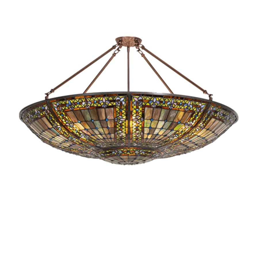 Meyda Tiffany Fleur-de-lis 8 Light 40" Wide Semi-Flush Bowl Ceiling Fixture - Mahogany Bronze Finish