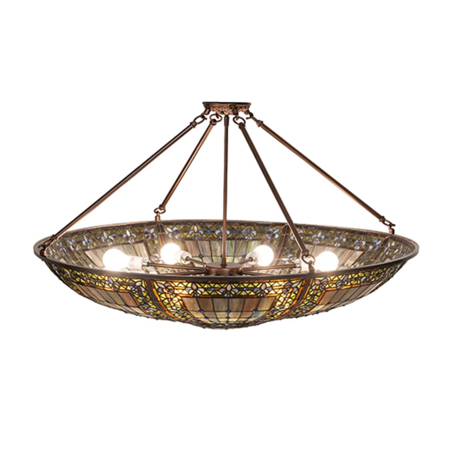 Meyda Tiffany Fleur-de-lis 8 Light 40" Wide Semi-Flush Bowl Ceiling Fixture - Mahogany Bronze Finish