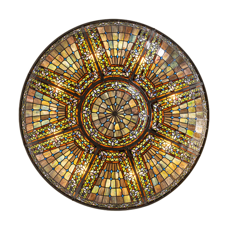 Meyda Tiffany Fleur-de-lis 8 Light 40" Wide Semi-Flush Bowl Ceiling Fixture - Mahogany Bronze Finish