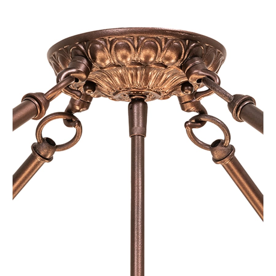 Meyda Tiffany Fleur-de-lis 8 Light 40" Wide Semi-Flush Bowl Ceiling Fixture - Mahogany Bronze Finish