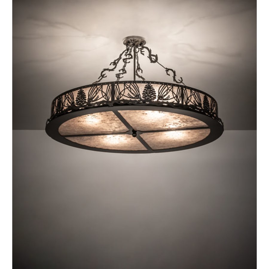 Meyda Tiffany Mountain Pine 4 Light 36" Wide Semi-Flush Drum Ceiling Fixture - Timeless Bronze Finish