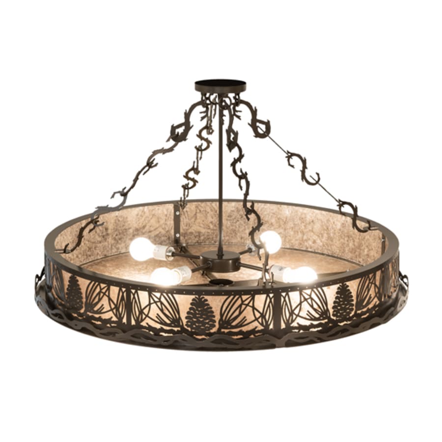 Meyda Tiffany Mountain Pine 4 Light 36" Wide Semi-Flush Drum Ceiling Fixture - Timeless Bronze Finish
