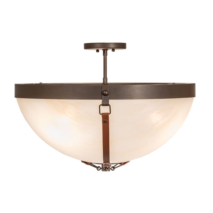Meyda Tiffany Saddle Strap 3 Light 22" Wide Semi-Flush Bowl Ceiling Fixture
