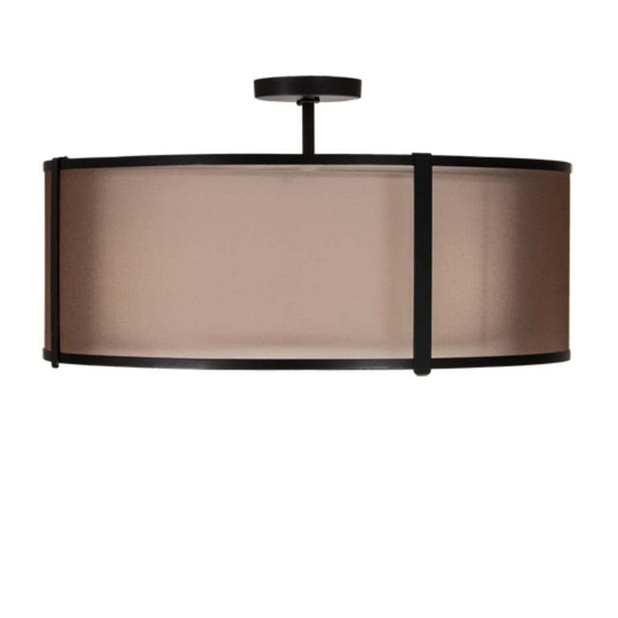 Meyda Tiffany Cilindro 3 Light 30" Wide Semi-Flush Drum Ceiling Fixture - Flat Black Finish - Medium Bulb Base