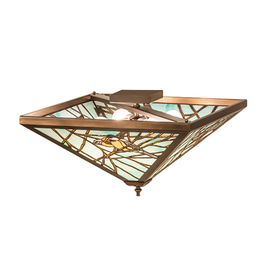 Meyda Tiffany Backyard Friends 4 Light 12-1/2" Tall Semi-Flush Ceiling Fixture - Antique Copper Finish
