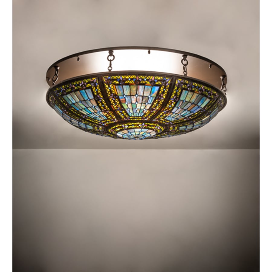 Meyda Tiffany Fleur-de-lis 8 Light 40" Wide Semi-Flush Bowl Ceiling Fixture - Oil Rubbed Bronze Finish