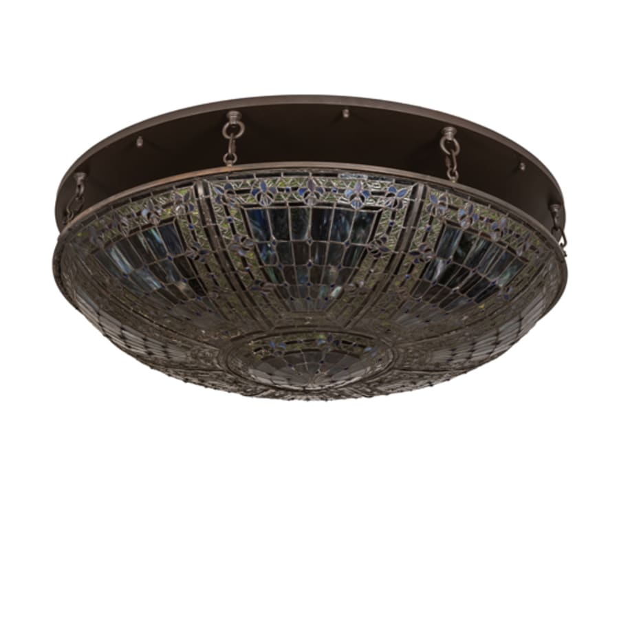 Meyda Tiffany Fleur-de-lis 8 Light 40" Wide Semi-Flush Bowl Ceiling Fixture - Oil Rubbed Bronze Finish