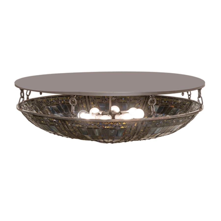 Meyda Tiffany Fleur-de-lis 8 Light 40" Wide Semi-Flush Bowl Ceiling Fixture - Oil Rubbed Bronze Finish