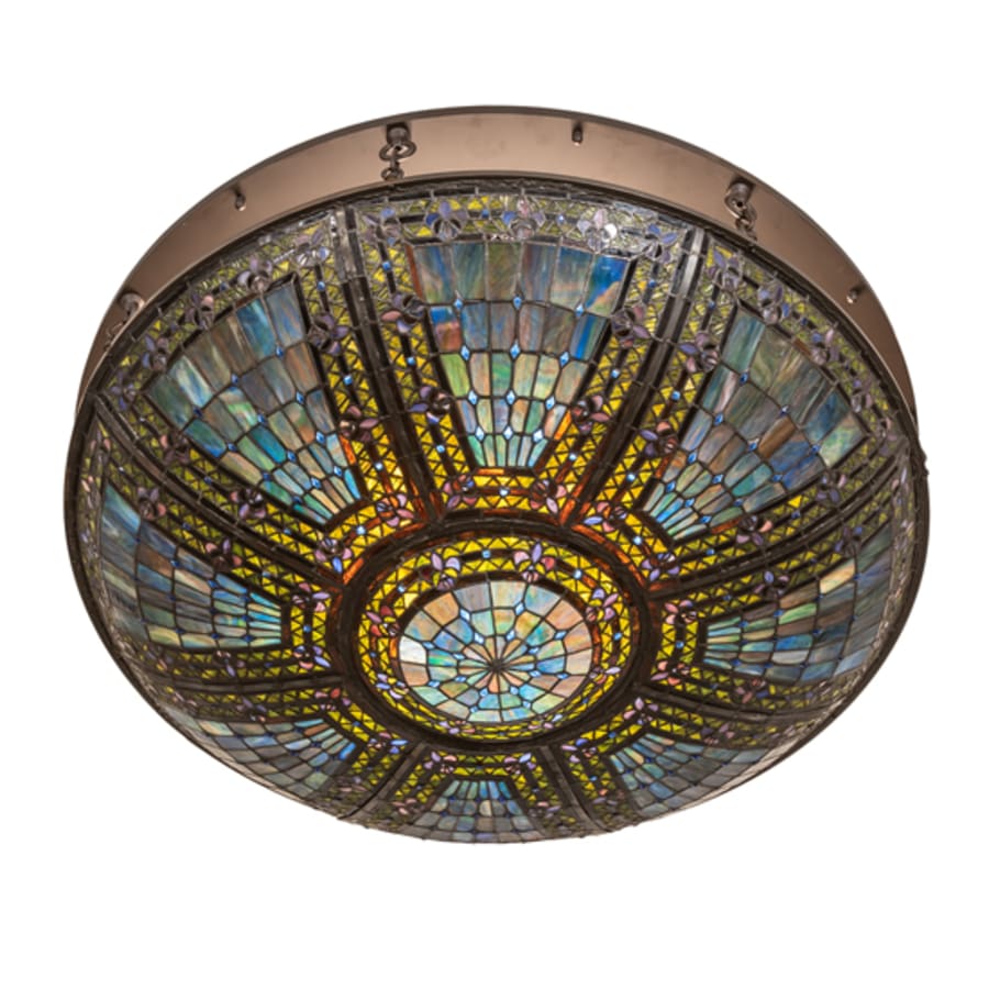 Meyda Tiffany Fleur-de-lis 8 Light 40" Wide Semi-Flush Bowl Ceiling Fixture - Oil Rubbed Bronze Finish