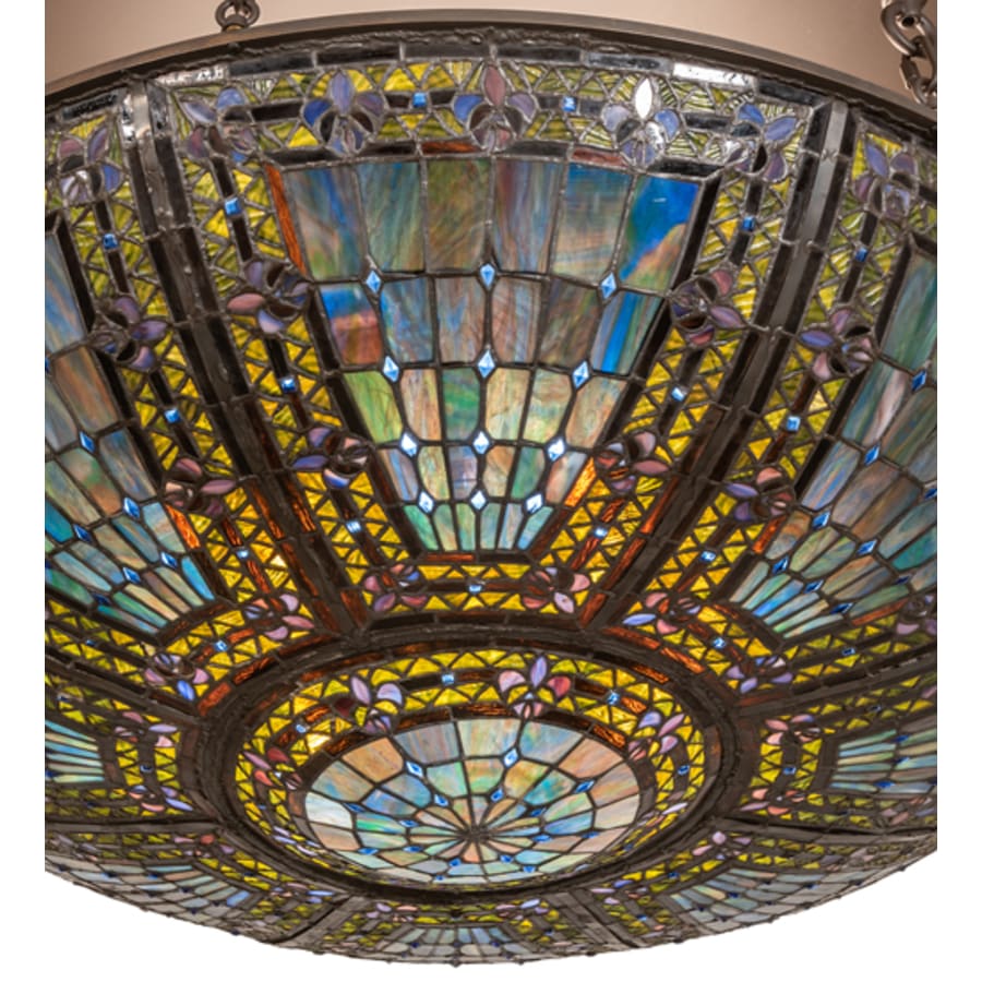 Meyda Tiffany Fleur-de-lis 8 Light 40" Wide Semi-Flush Bowl Ceiling Fixture - Oil Rubbed Bronze Finish