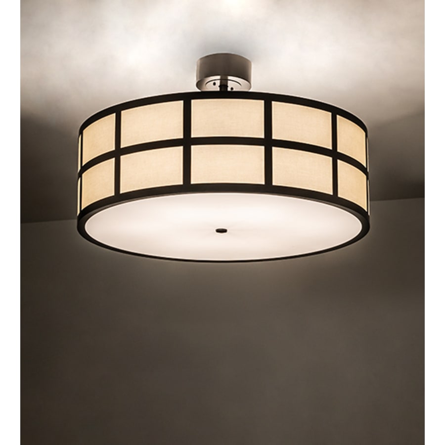 Meyda Tiffany Cilindro Barnabas 6 Light 36" Wide Semi-Flush Drum Ceiling Fixture - Timeless Bronze Finish
