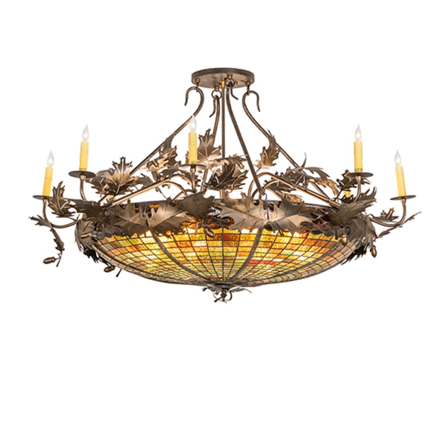 Meyda Tiffany Acorn and Oak Leaf 8 Light 48" Wide Semi-Flush Ceiling Fixture