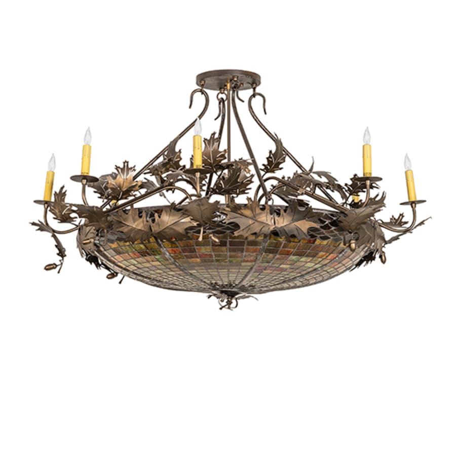 Meyda Tiffany Acorn and Oak Leaf 8 Light 48" Wide Semi-Flush Ceiling Fixture